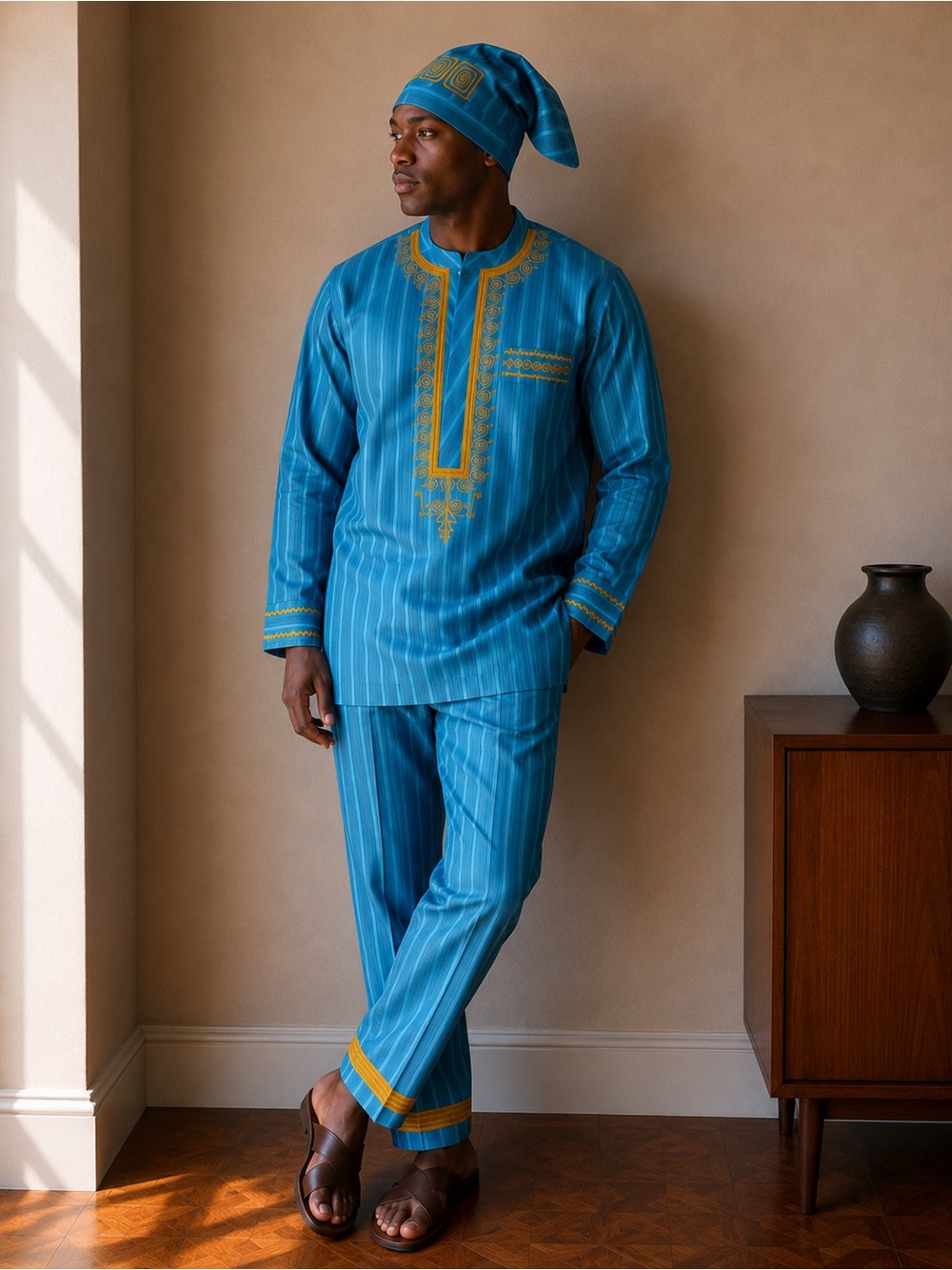 Festive traditional African Nigerian Custom Handmade Pants Embroidered